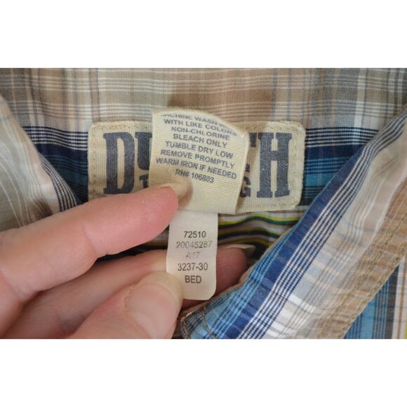 Duluth Trading Co Men's XL Brown Striped Plaid Short Sleeve Button Down Shirt - Picture 7 of 12